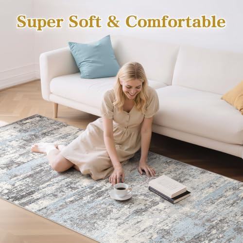 3x8 Runner Rug, Abstract Washable Hallway Rugs - Image 6