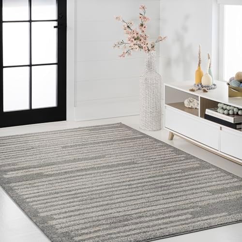 JONATHAN Y Khalil Modern Berber Stripe Gray/Cream Indoor Area Rug, Contemporary - Image 5