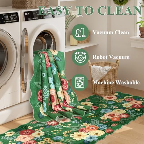 DUKINO 2x10 Runner Rug for Hallway, Washable Kitchen Rugs, Dark Green - Image 6