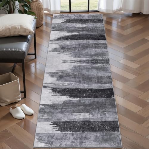 Ciicool 2x6 Runner Rugs for Hallway Kitchen, Modern Abstract Washable Gray by CIICOOLHomeDeco