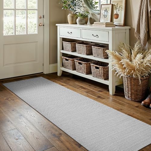 MatEssenz 2'x6' Faux Linen Runner Rug, Washable Woven Textured Long Hallway by MatEssenz