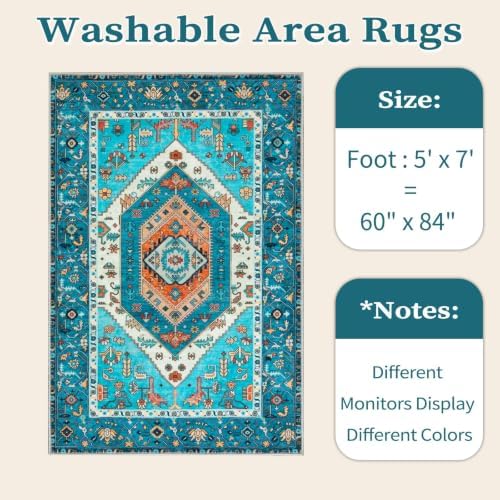 SERISSA 5x7 Washable Non Slip Boho Area Rug - Image 6