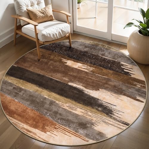 Ciicool Washable 4ft Round Rug, Modern Abstract Rugs by CIICOOLHomeDeco