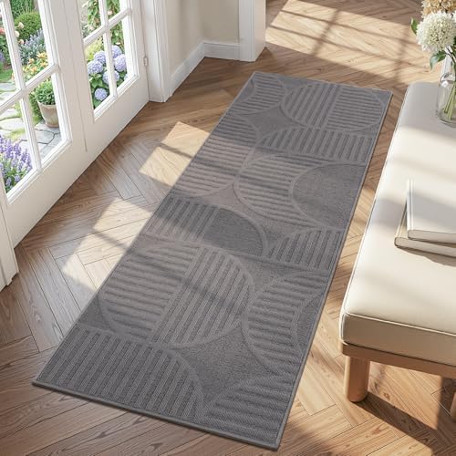 Findosom Hallway Runner Rug 2x6, Geometric High-Low Textured Runner by Findosom
