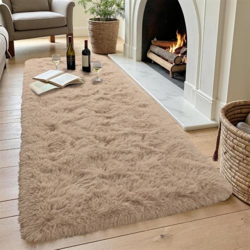 Noahas 2x10 Beige Fluffy Soft Runner Rug Non-Slip - Image 4
