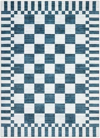GarveeHome Blue Checkered Rug 6x9 Area Rugs - Image 5