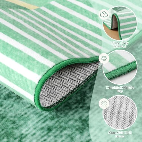 Ompaa Living Room Rug 5x8 Green Area Rug Machine Washable Rug Non Slip Indoor - Image 5