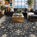 Black Farmhouse Washable 8x10 Area Rugs by HazoHaus