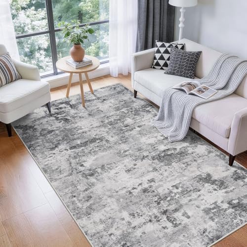 Abstract Washable Rug 4x7: Non Slip Modern Runner - Image 3