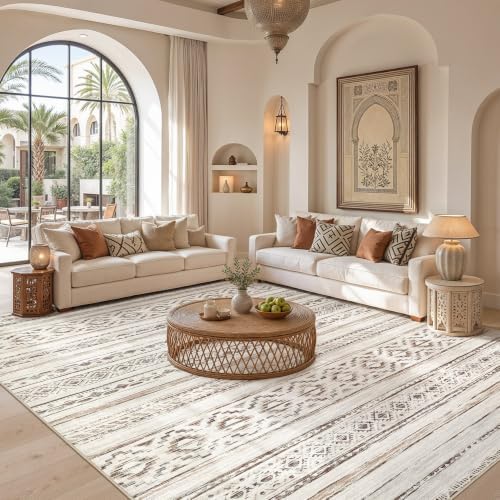 cotiled Boho 10x12 Area Rug for Living Room: Large Moroccan Washable Rug - Image 5