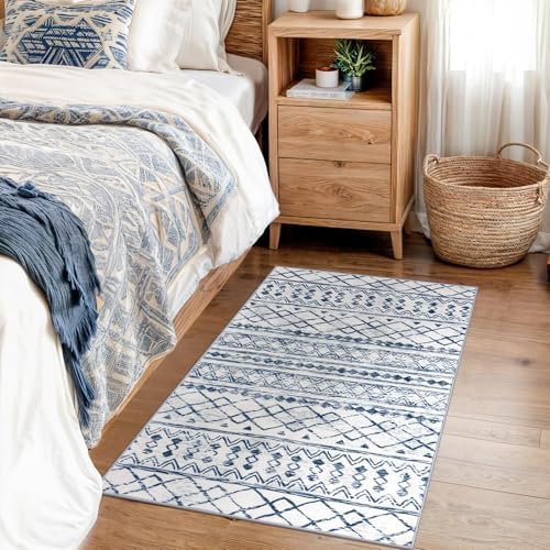 KUTA Boho Geometric Area Rugs 2x3 Blue White Entryway Rug - Image 5