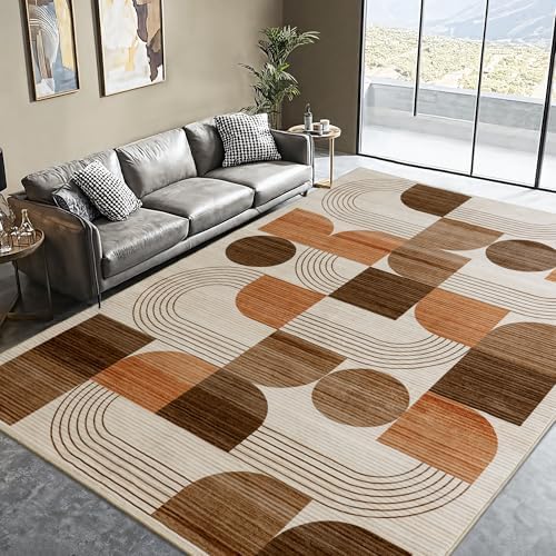 Soft Modern Geometric Abstract Large Machine Washable 10x14 Area Rug by QDUIDU