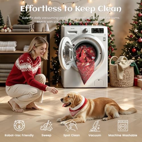 Christmas Runner Rug 2x6 Red Washable Rugs - Image 7