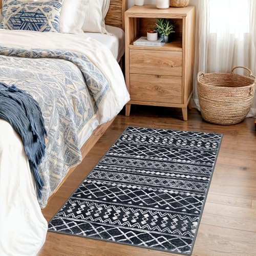 KUTA Moroccan Boho Entryway Rug, 2x3 Black Entrance Small Area Rug - Image 4