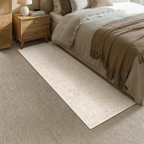 PureCozy Beige Runner Rug 2x6 Vintage Floral - Image 2