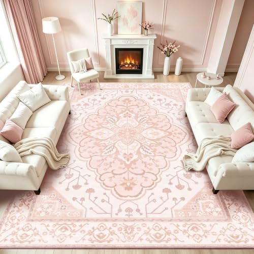 YARNSCAPE 8' x 10' Machine Washable Area Rug, Non-Slip Low-Pile Carpet by YARNSCAPE