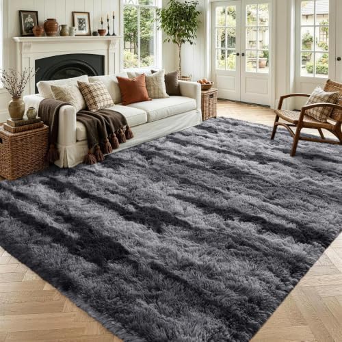 4x6 Black Fluffy Soft Area Rug Non-Slip by ModernHomeDecor