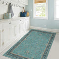 Washable Teal Rugs for Entryway Indoor by HazoHaus