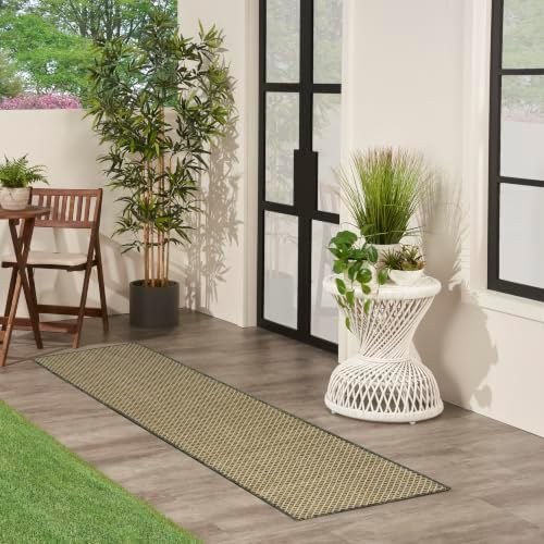 Nourison Home Courtyard 8' Runner Green Fabric Area Rug - Image 2