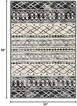 KUTA Boho Geometric Area Rugs 2x3 Black Navy Blue Entryway Rug - Image 2
