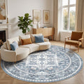 Washable Area Rug-8X8 Vintage Neutral Soft Blue by MICGEEK