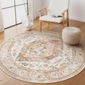 Lahome Boho Round Rugs - 4Ft Washable Non-Slip Small Round Area Rug Throw by Lahome