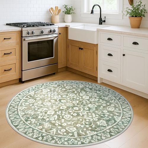 Vintage Washable Round Rug 5ft Circle Rug - Image 2