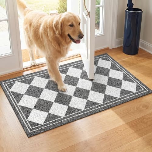 godehone 23.6" x 34.6" Front Door Mat, Heavy Duty Dirt Mud Trapper Doormat by godehone