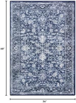 KILOCOCO Area Rug 3x5 Washable Entryway Rug Non Slip Blue Kitchen Rugs - Image 2