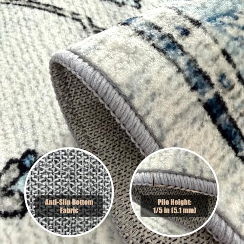 YARNSCAPE 5' x 7' Machine Washable Area Rug, Non-Slip Low-Pile Carpet - Image 6