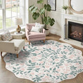 DCX Pink Botanical 5x5 Rug, Machine Washable Non Slip Stain Resistant Carpet by DCXWashableRug