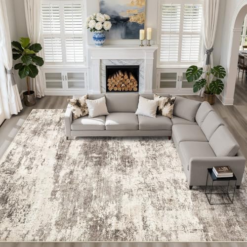 LOONGRUG 10x14 Area Rugs Washable Neutral Modern Rug by LOONGRUG