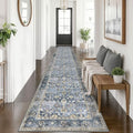 KUTA Vintage Washable Runner Rug 2.6x14 Hallway Runners Blue Grey Beige by KUTA