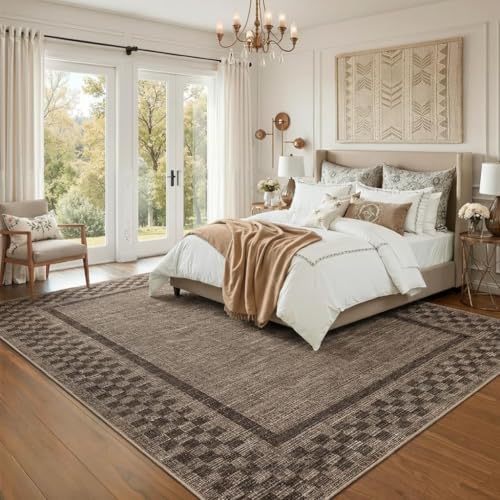 Garvee Checkered Border Washable Rug 8x10 Area Rugs - Image 2