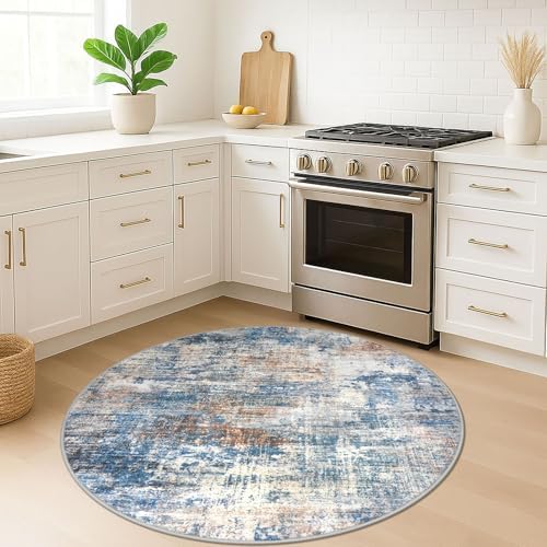 IOHOUZE Round Area Rug 5 Ft Circle Entryway Rugs Round Washable Door Mat Indoor - Image 3