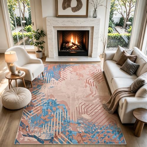 Toneed Washable 6x9 Abstract Area Rugs by Toneed