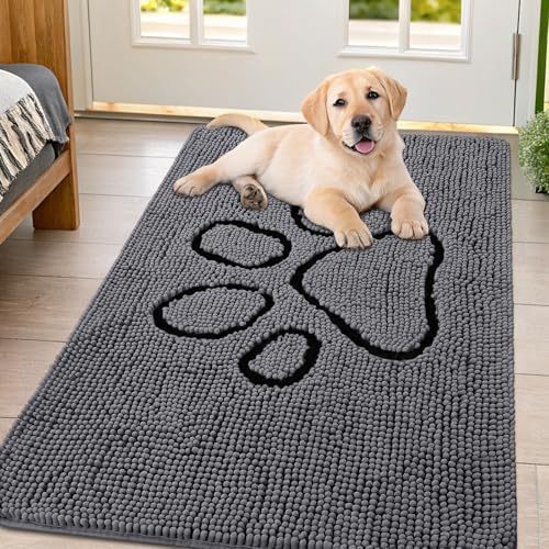 Smiry Dog Door Mat for Muddy Paws, Absorbent Non Slip Dirt Trapper by Smiry