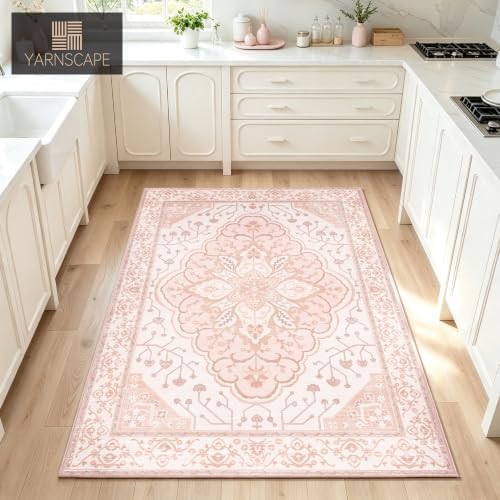 YARNSCAPE 4' x 6' Machine Washable Area Rug, Non-Slip Low-Pile Carpet - Image 3