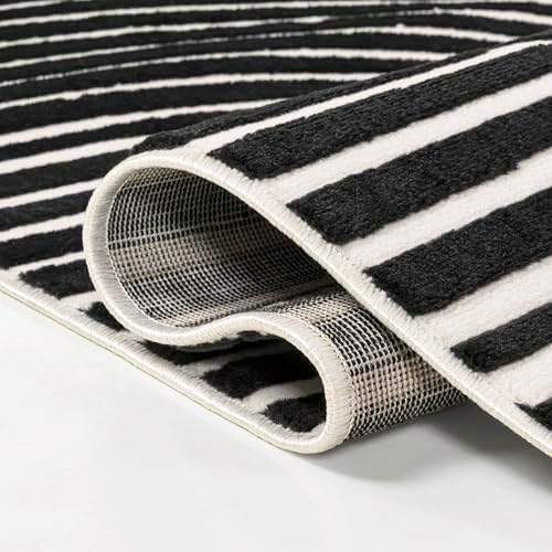 JONATHAN Y Hallie High-Low Curve Black/White 4x6 Indoor Area Rug, Minimalist - Image 5