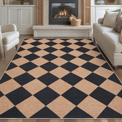 Garvee 6x9 Geometric Entryway Rug Easy Jute Washable Rugs - Image 2