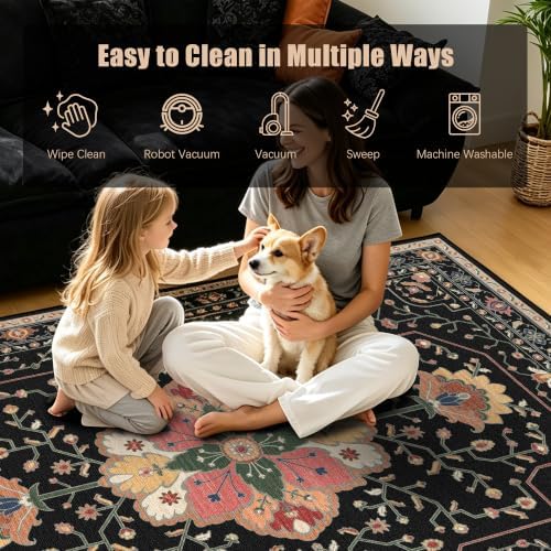 YARNSCAPE 4' x 6' Machine Washable Area Rug, Non-Slip Low-Pile Carpet - Image 7