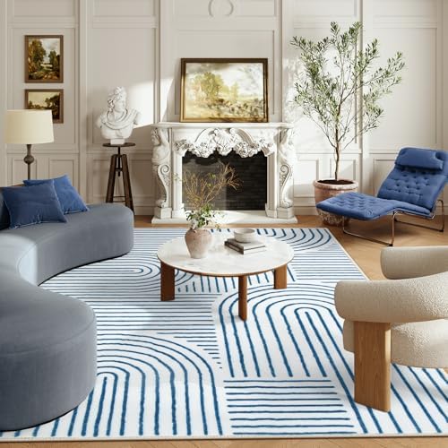 Lahome Abstract Blue 6x9 Area Rugs, Soft Washable Rugs by Lahome