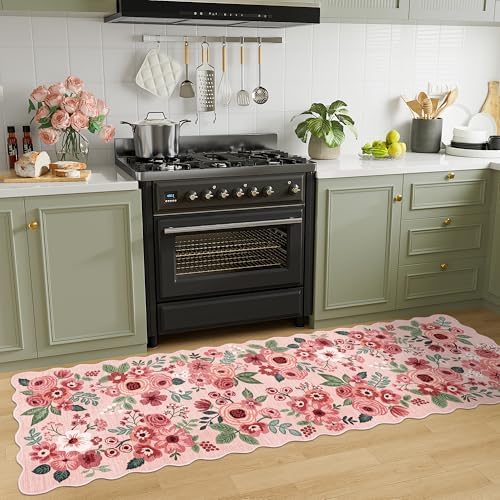 DUKINO 2.6x8 Runner Rug, Floral Washable Kitchen Rugs Non Slip - Image 5