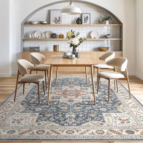 cotiled 6x9 Area Rug for Living Room, Traditional, Vintage Blue - Image 7