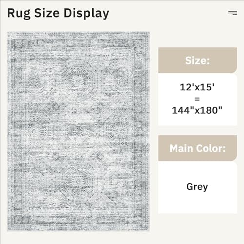 Soalmost 12x15 Washable Area Rugs Soft Living Room Rug Abstract Grey - Image 5
