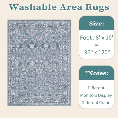 SERISSA 8x10 Washable Non Slip Floral Boho Area Rug - Image 6