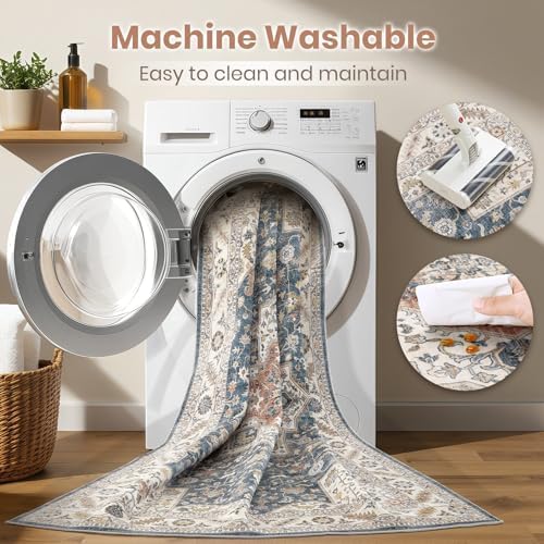 cotiled 6x9 Area Rug for Living Room, Traditional, Vintage Blue - Image 2