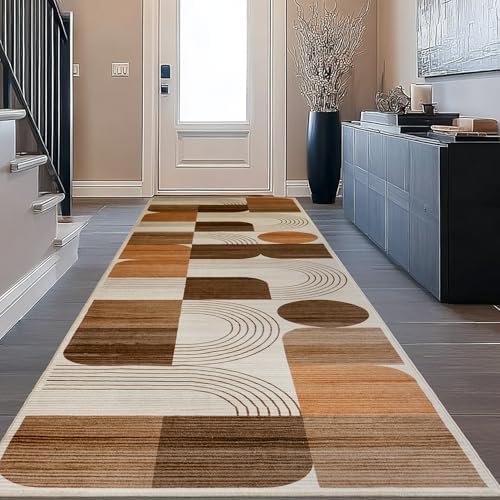 Soft Modern Geometric Abstract Machine Washable 2x6 Runner Rug - Image 3