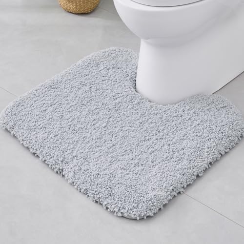Disolla Toilet Rug 22x24 Silver Grey, Soft Toilet Mat U-Shaped Washable by Disolla