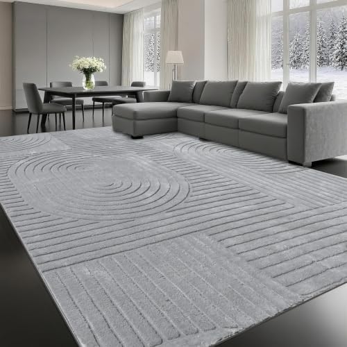 Grey Solid Area Rug 9x12, Large Washable Soft Rugs - Image 6